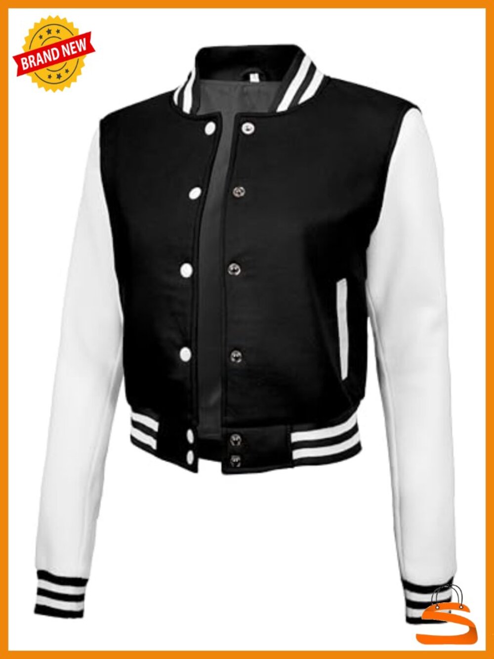 Decrum Letterman Varsity Jacket Women Cropped Bomber Fleece